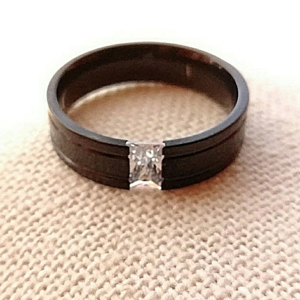 3/$50 BLACK CZ titanium wedding band